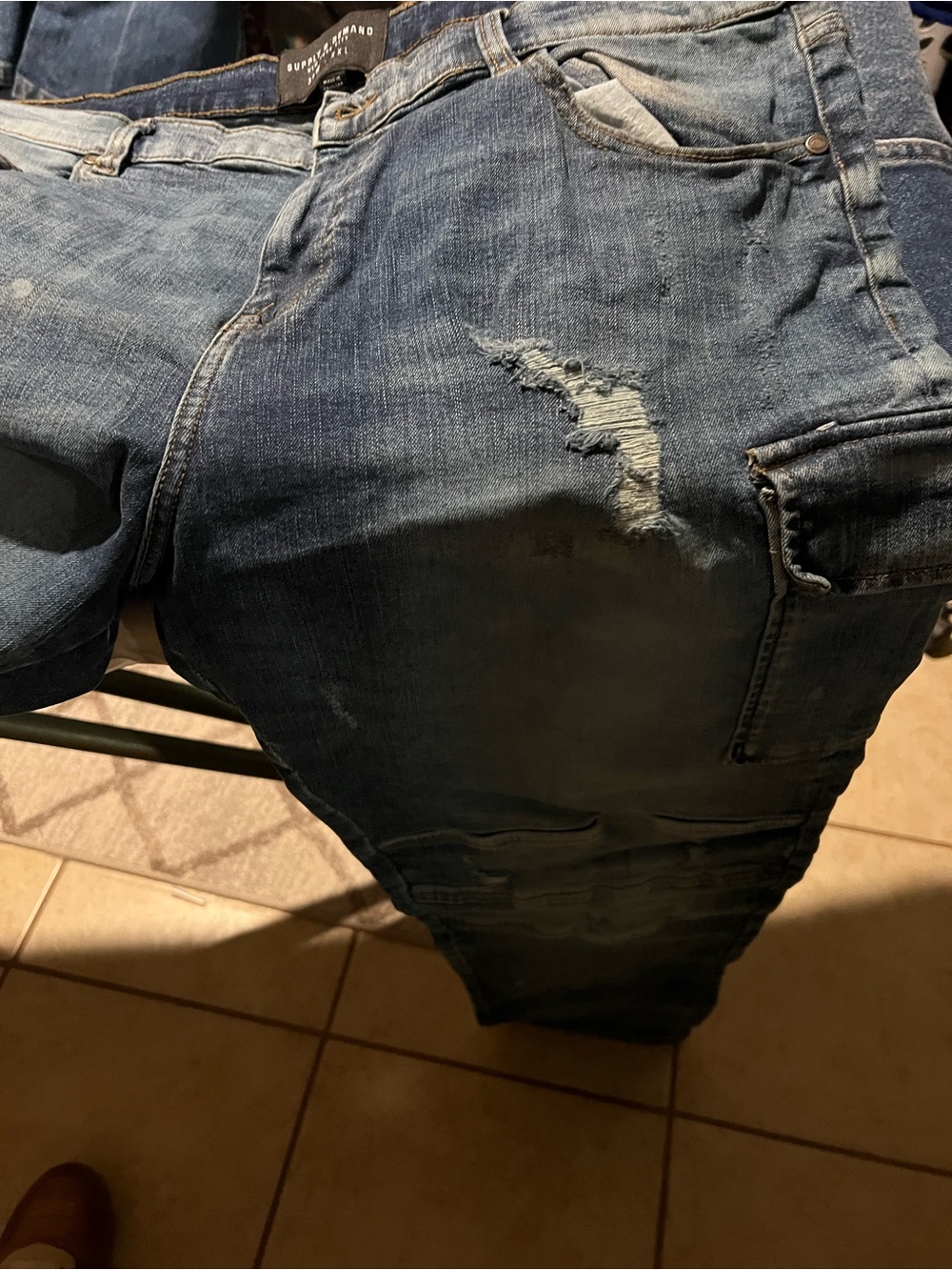 Slim Men's Distressed Blue Jeans